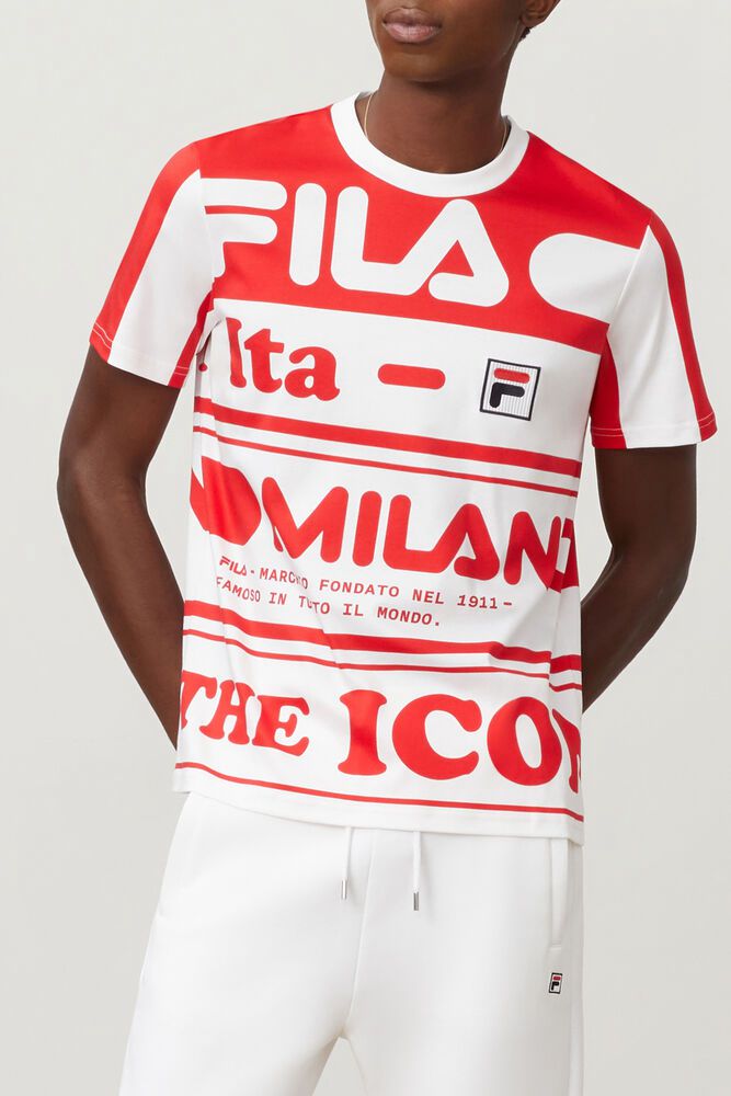 Fila Miesten Paidat Milano Printed Cotton Punainen - WKIV-49273